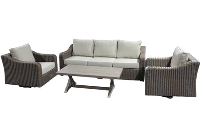 Olivia Beachcroft 4pc Set with Swivel Chairs (Available in Beige or Grey)