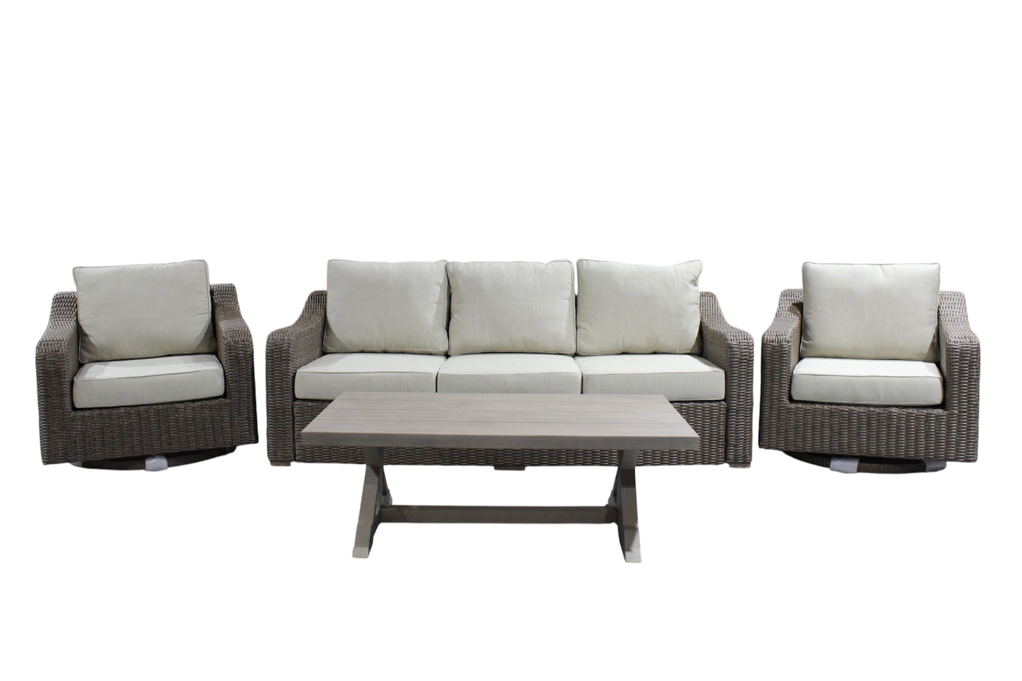 Olivia Beachcroft 4pc Set with Swivel Chairs (Available in Beige or Grey)