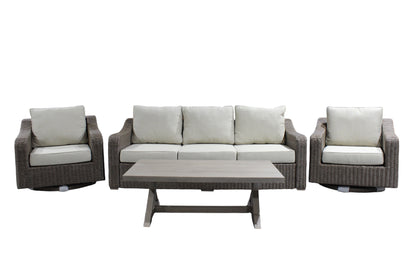 Olivia Beachcroft 4pc Set with Swivel Chairs (Available in Beige or Grey)