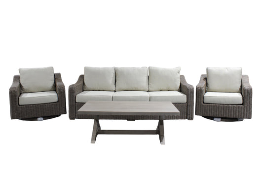 Olivia Beachcroft 4pc Set with Swivel Chairs (Available in Beige or Grey)