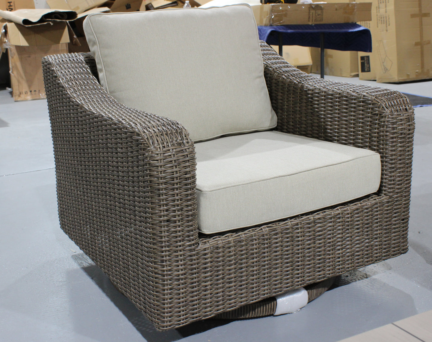 Olivia Beachcroft 4pc Set with Swivel Chairs (Available in Beige or Grey)