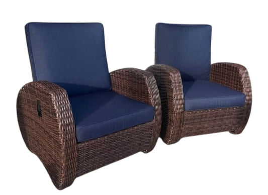 Valencia Reclining Chairs (Blue/Brown-2Pack)