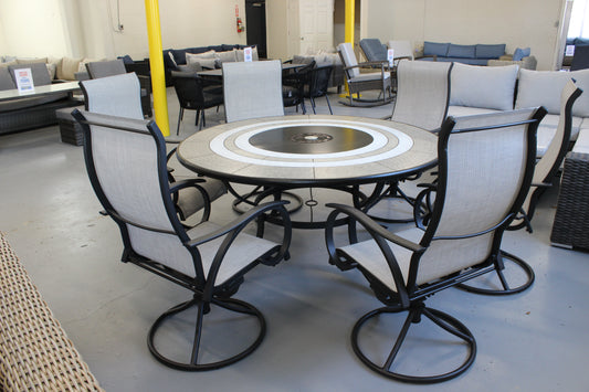 Rowley 7pc Dining Set with Lazy Susan