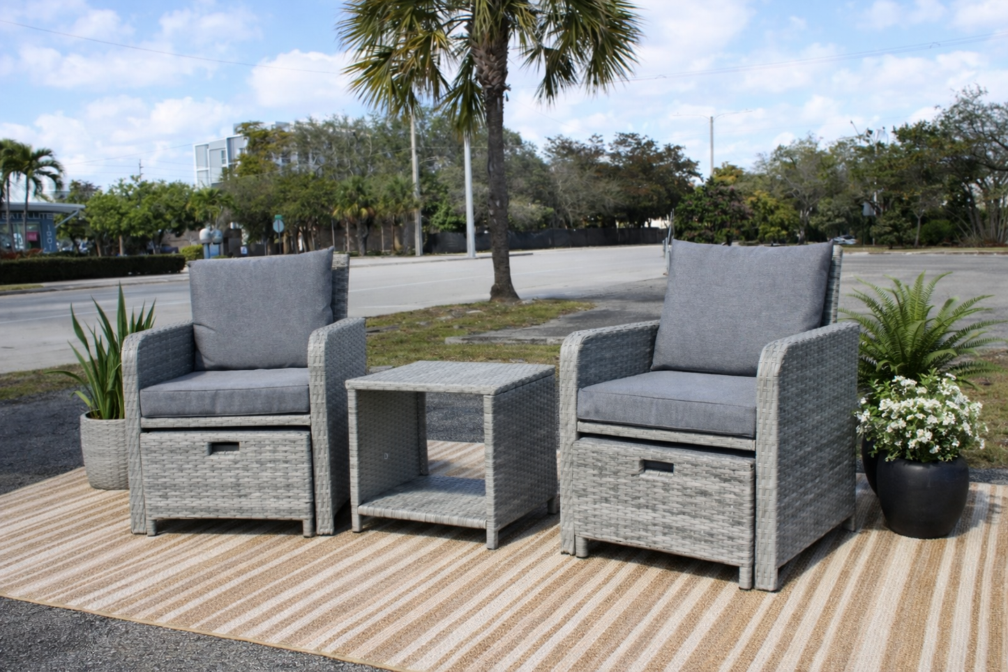 Arizona 3pc Bistro Set (Grey)