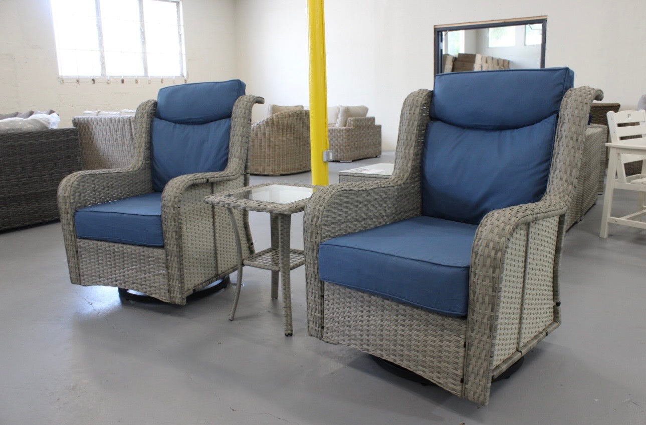 Hallandale Swivel 3pc Set (Light Grey/Blue)