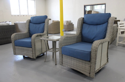Hallandale Swivel 3pc Set (Light Grey/Blue)